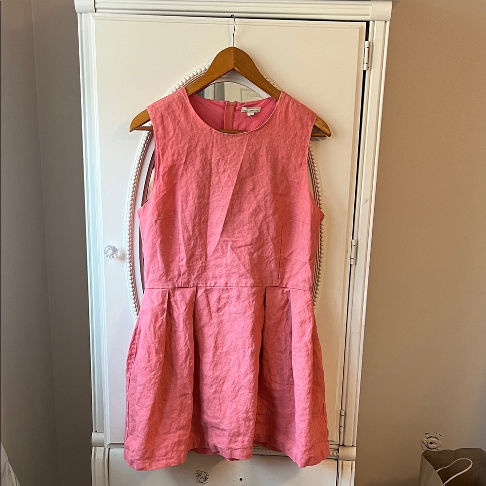 GAP Sleeveless Coral-Pink Fit & Flare Mini Dress with pockets